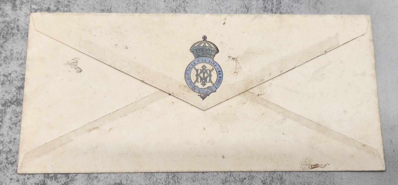Vintage Early to Late 1800s Hawaiian Kingdom Envelope Embossed Royal Monogram