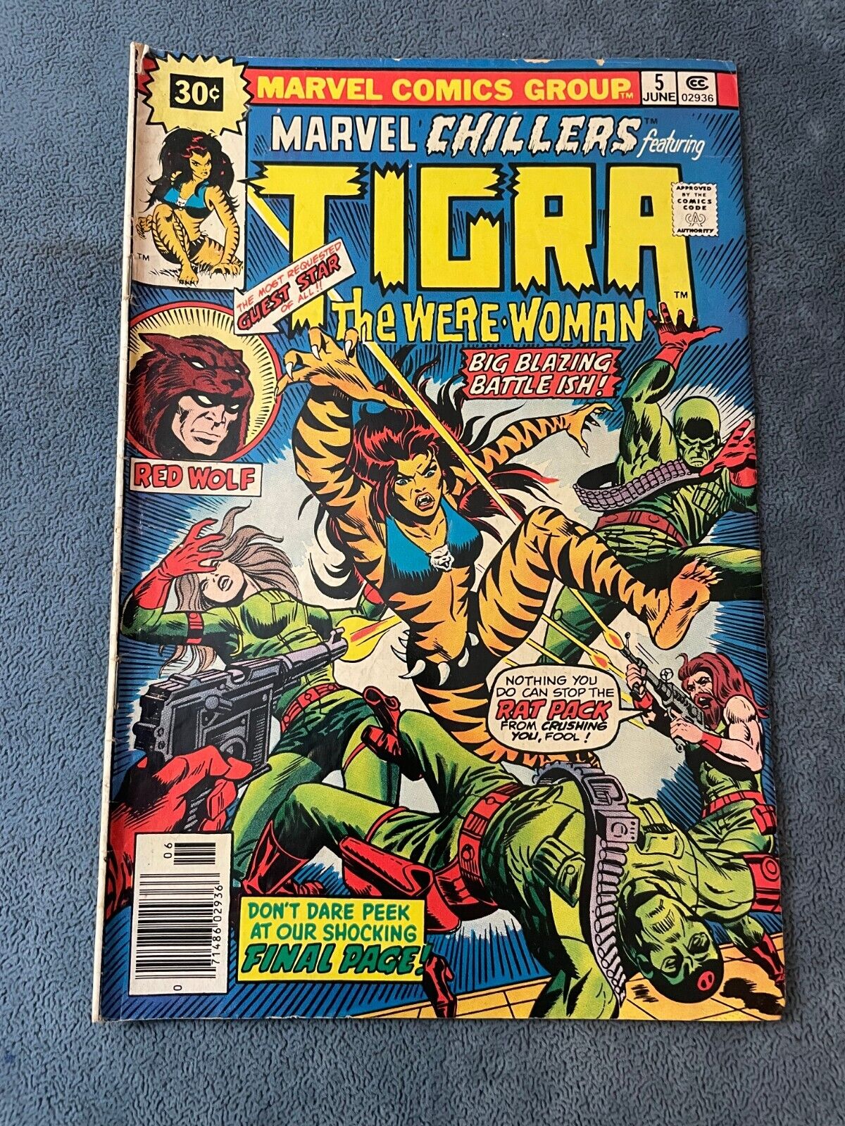 Marvel Chillers #5 Price Variant 30cent Tigra 1976 Marvel Comic Book Horror VG-