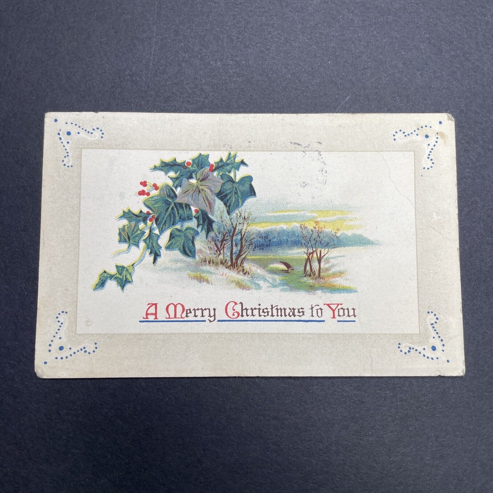 Antique 1924 Christmas Postcard Mitchell Ontario With 2 Cent Stamp V2362