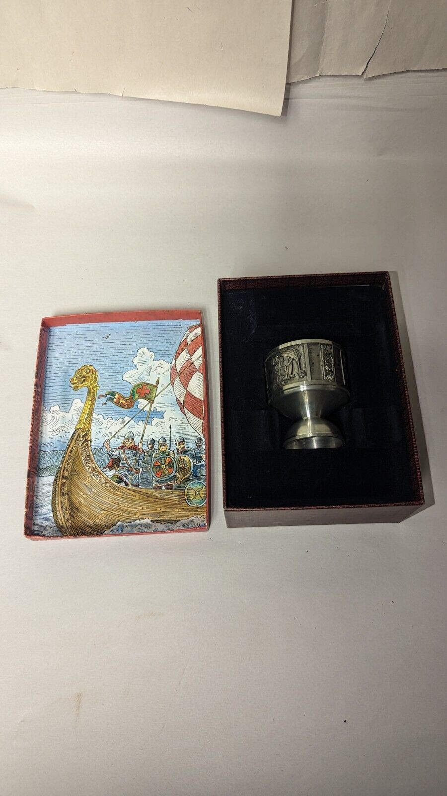 Vintage Norway HS Pewter Candle Holder Konge Tinn Nordic Viking W/ Box 