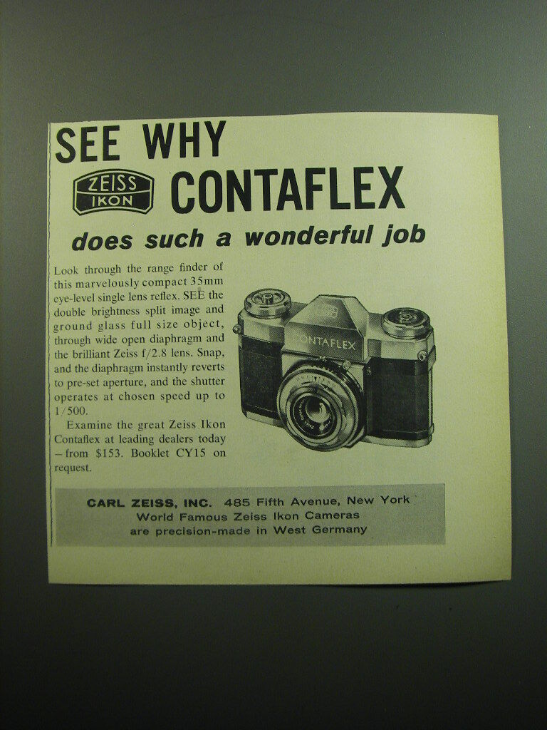 1957 Zeiss Ikon Contaflex Camera Ad - why Contaflex does such a wonderful job