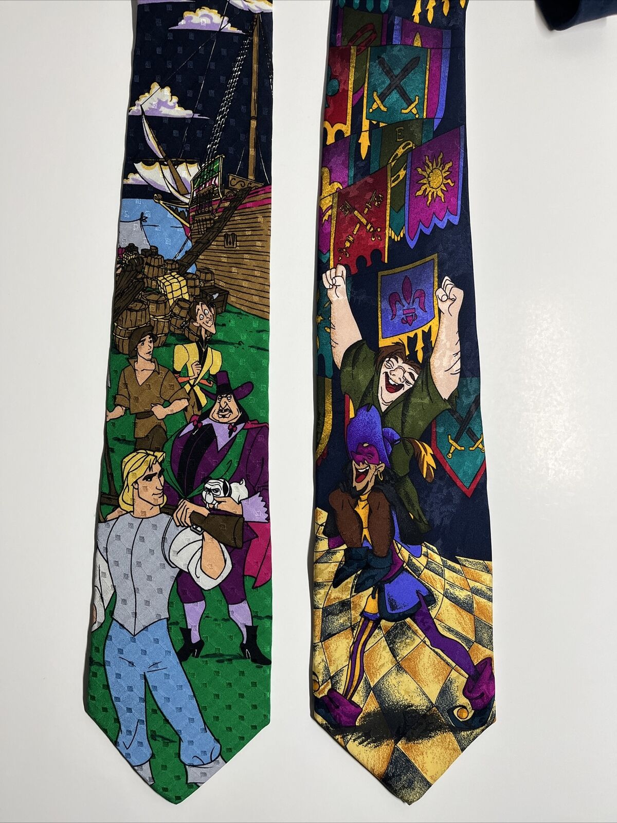 Vintage Disney Store Neckties Pocahontas & The Hunchback of Notre Dame Tie Lot