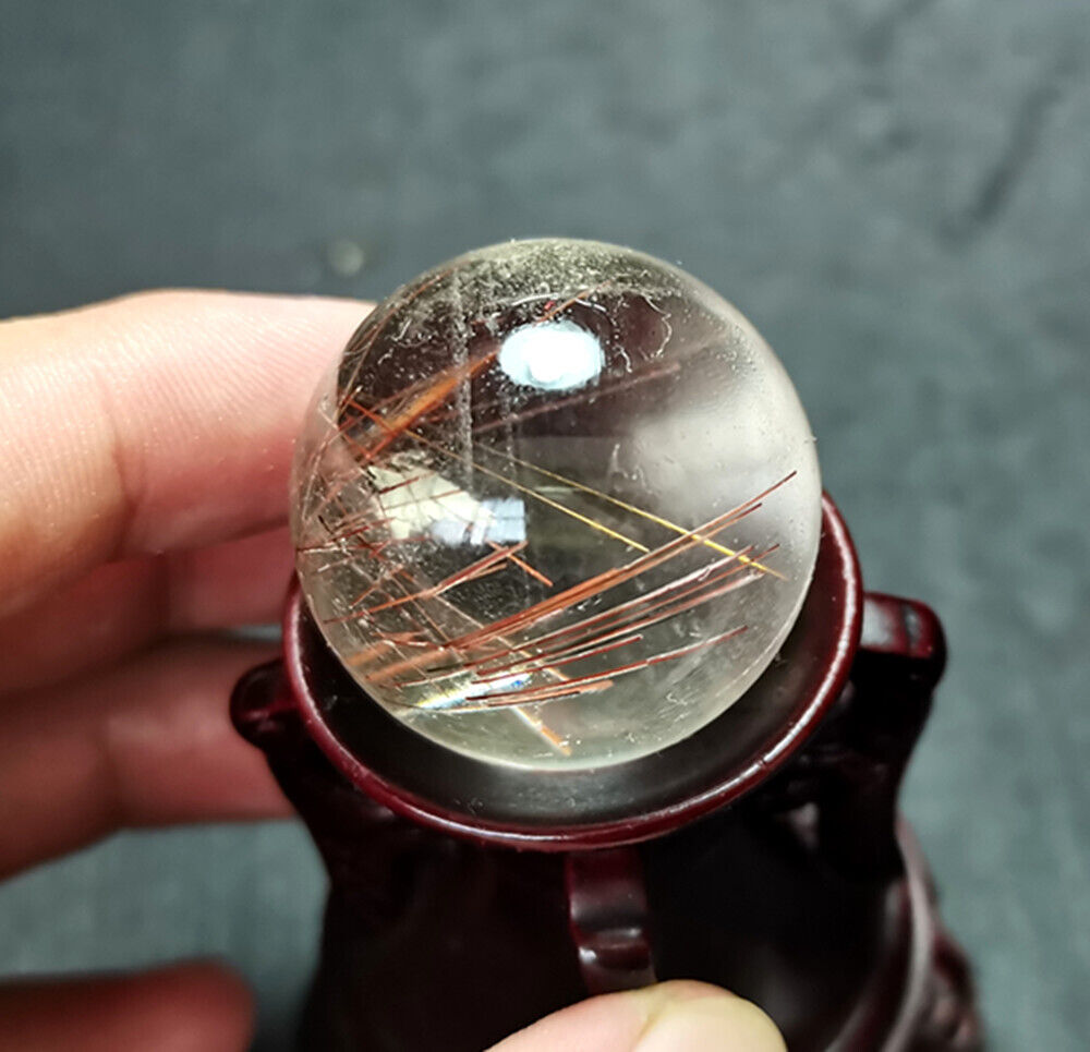 41.9 g Ø31mm Natural Clear Rutilated Titanium crystal Sphere Ball  Healing DD52
