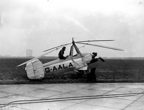 Windmill plane, which resembles a helicopter, during test sessions- 1930s Photo