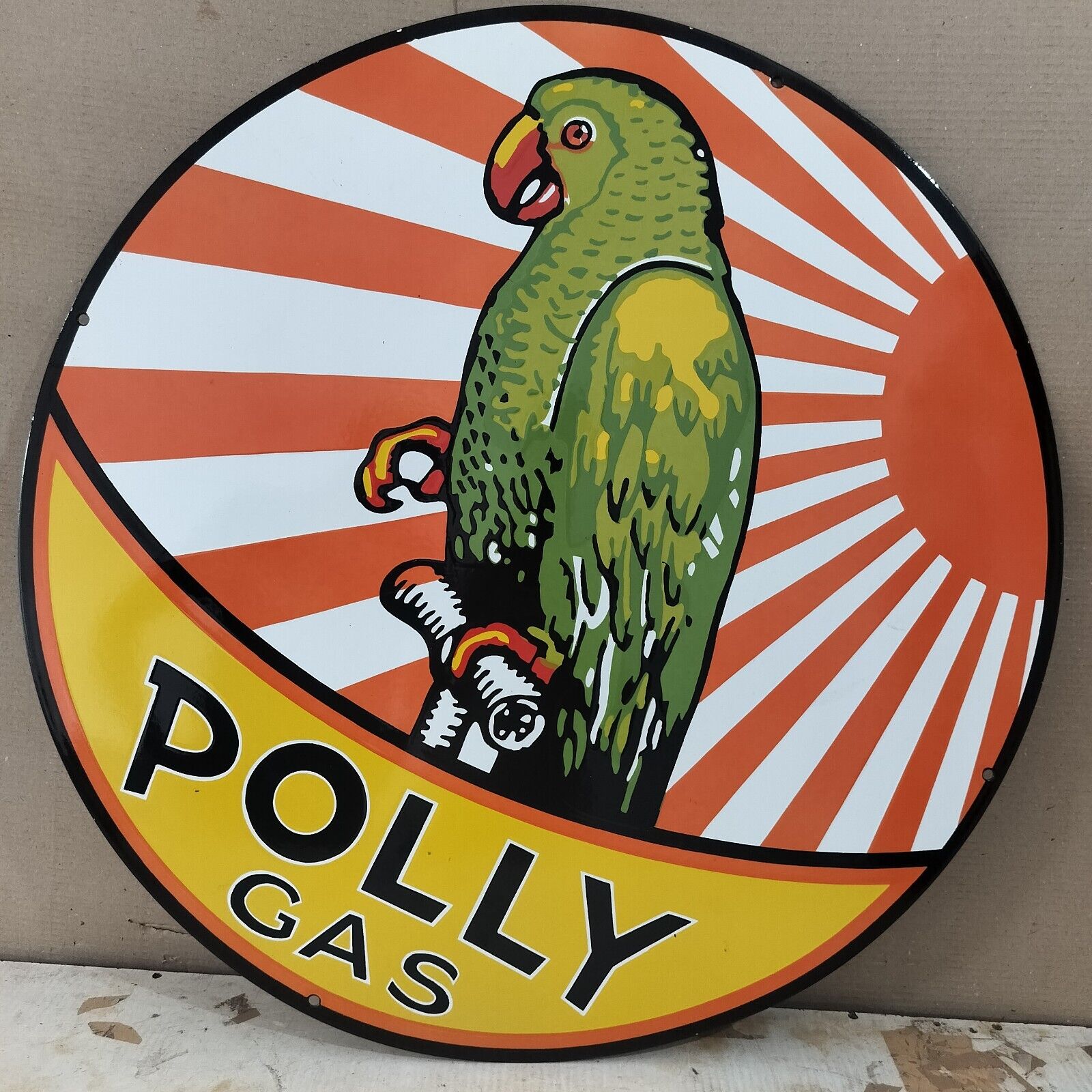 Polly Gas Porcelain Enamel Metal Sign 30 x 30 Inches