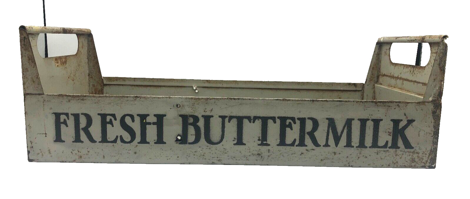Vintage Dairy Fresh Buttermilk Milk Carrier Metal Advertising Farmhouse Country