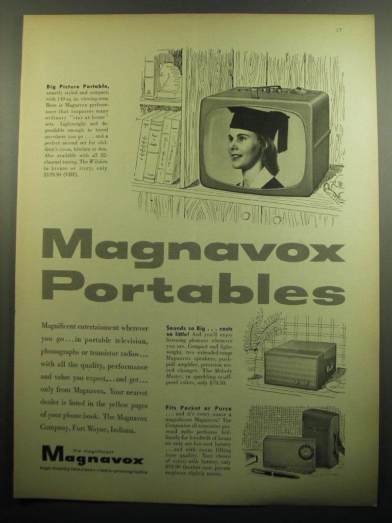 1957 Magnavox Advertisement - Wilshire TV, Companion Radio, Melody Master