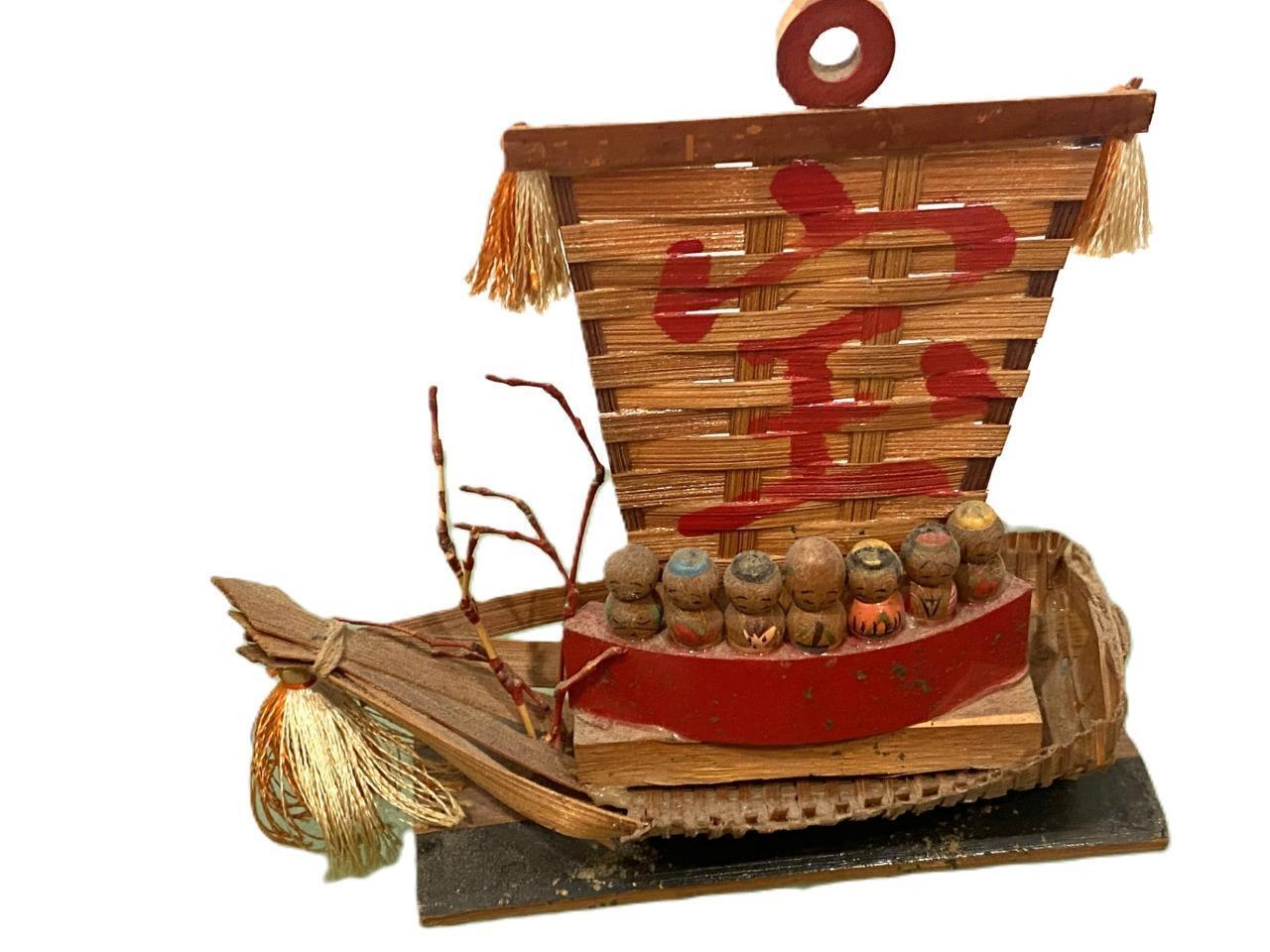 7 Lucky Gods Japanese Vtg Treasure Ship Buddhist New Year Takarabune Asian Mini