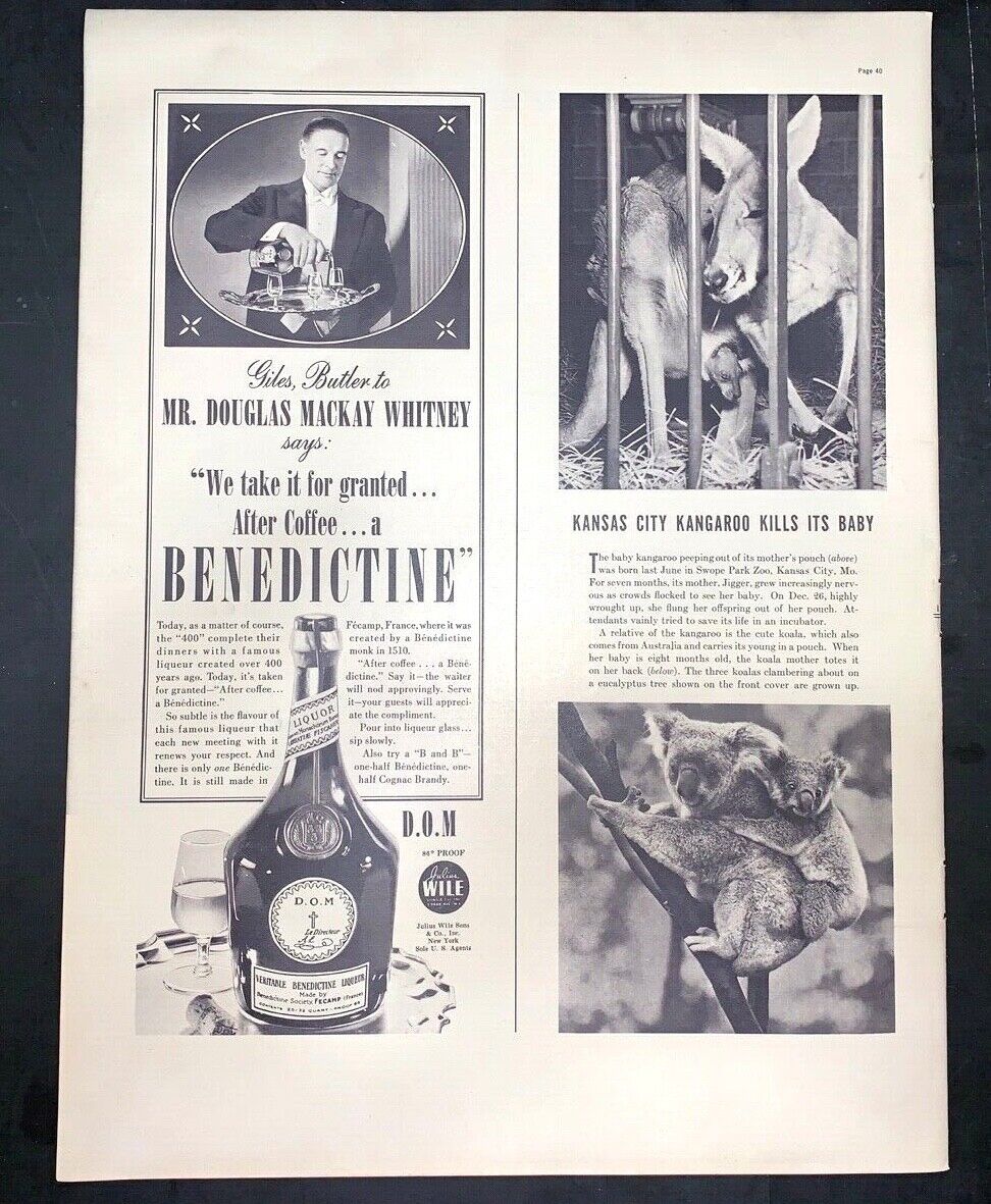 Life Magazine Ad D.O.M. BENEDICTIN LIQUEUR 1938 AD