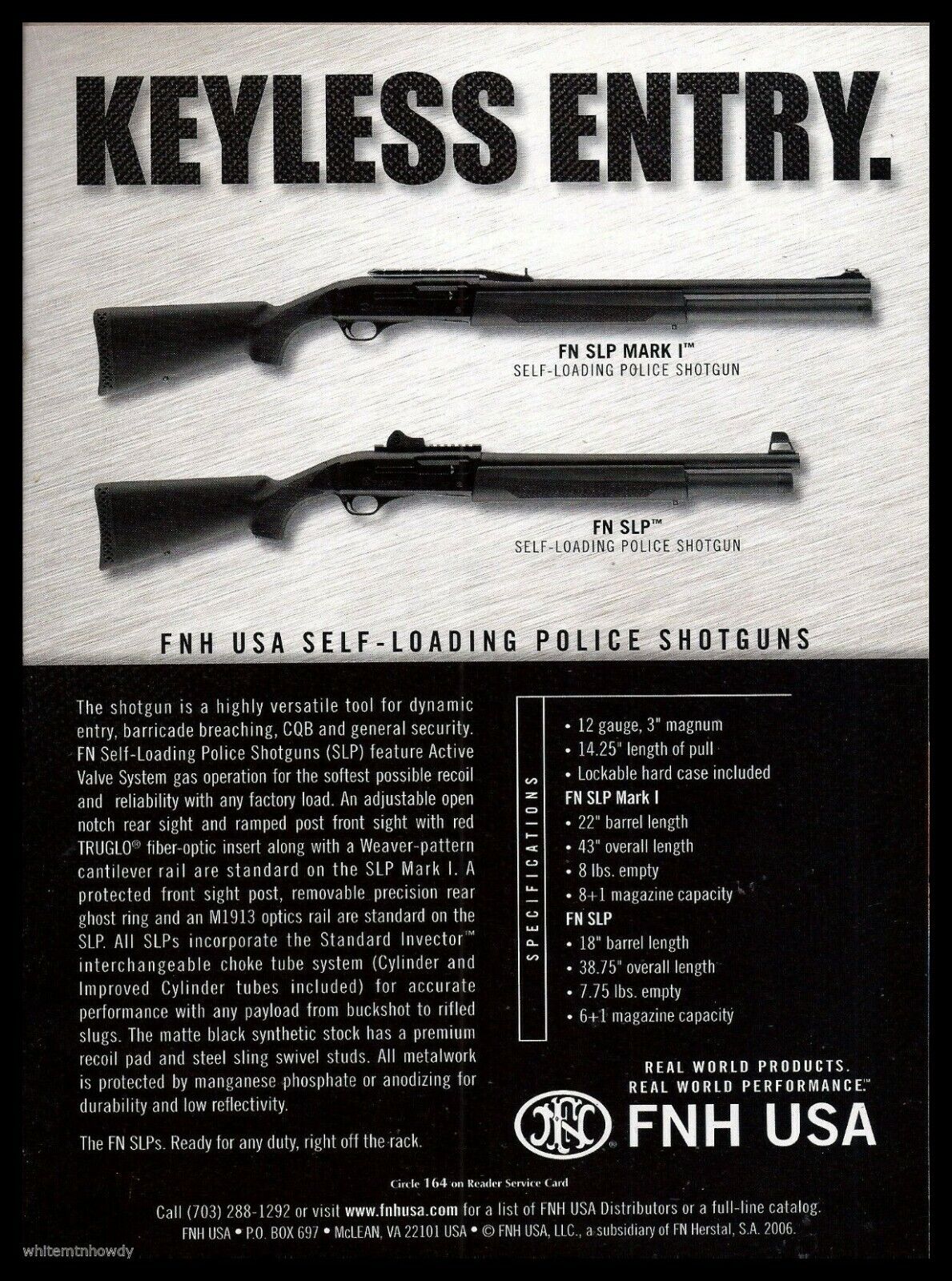 2006 FN SLP Mark I & SLP Self-loading POLICE SHOTGUN FNH USA AD