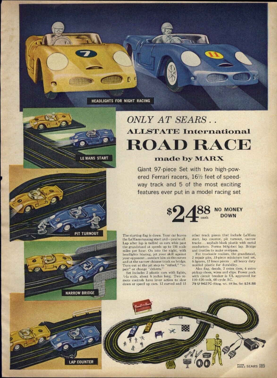 1964 PAPER AD COLOR Marx Allstate International Road Race Le Mans Speedway 