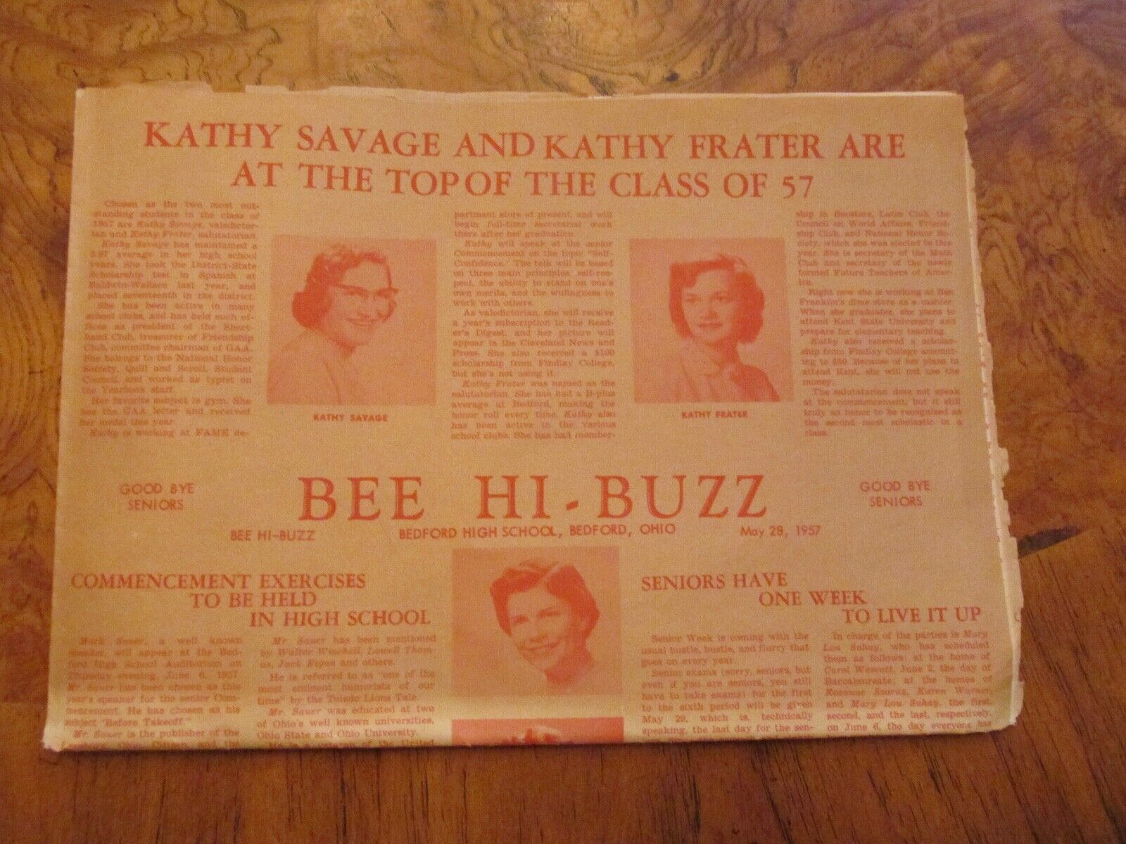1957 BEDFORD Ohio High School Newspaper \