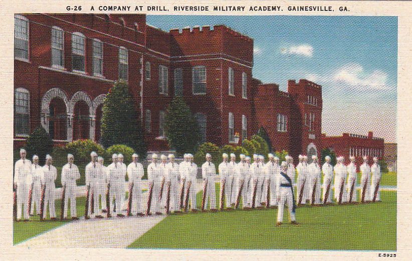 Postcard A Company at Drill Riverside Military Academy Gainesville GA