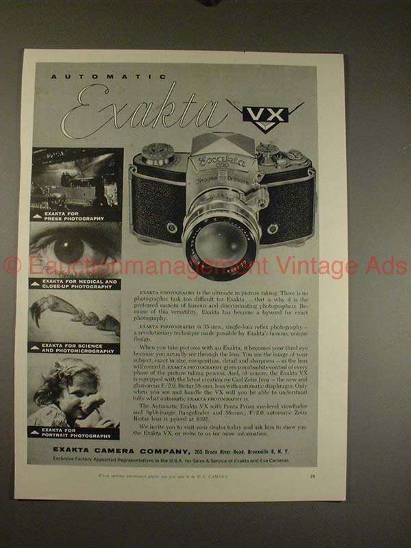 1956 Ihagee Exakta VX Camera Ad - Automatic, NICE