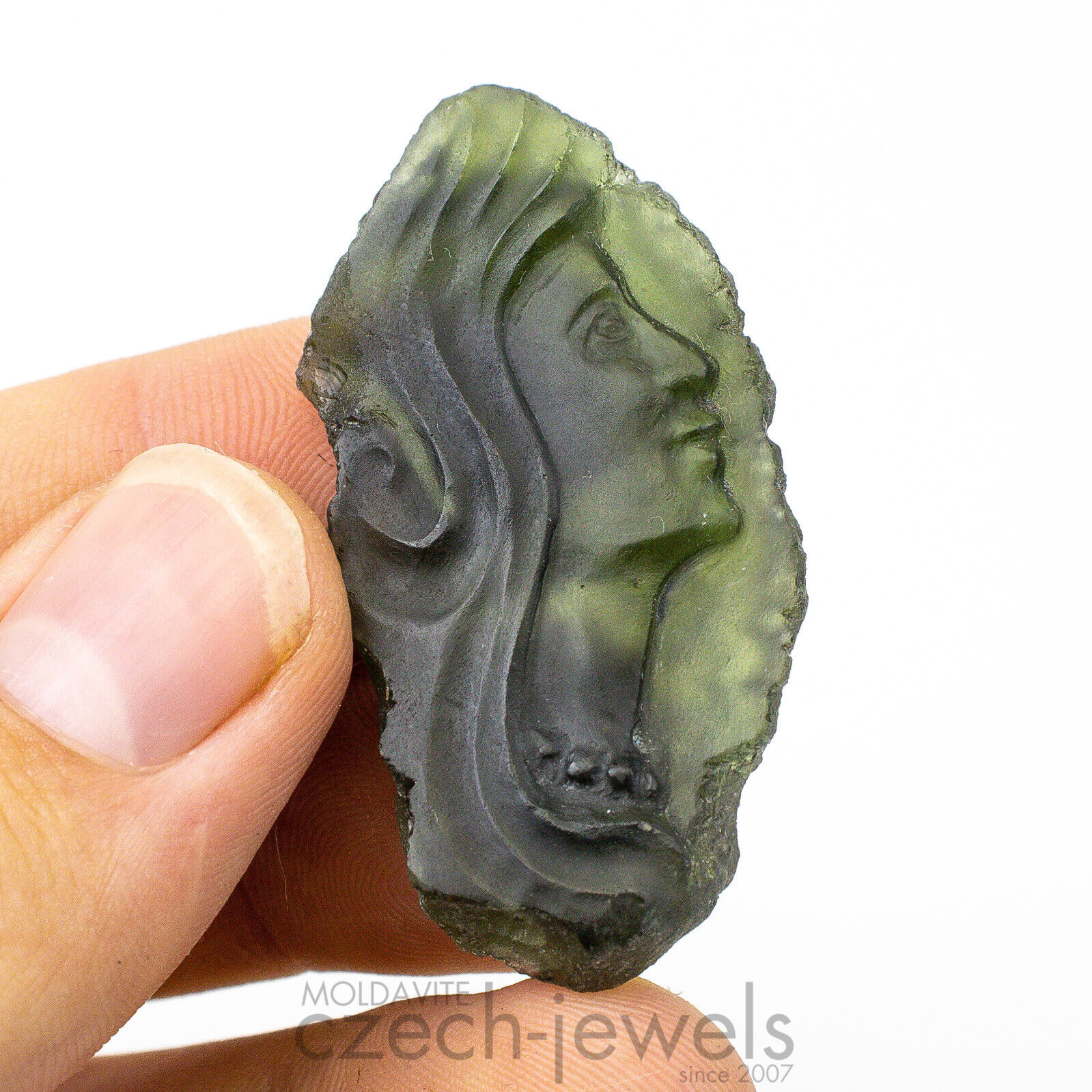 16.35g Moldavite genuine rare handmade abstract carving #VP10