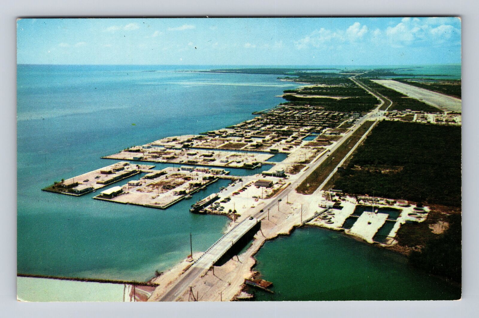 Marathon Shores FL-Florida, Aerial Marathon Shores, Air Strip, Vintage Postcard