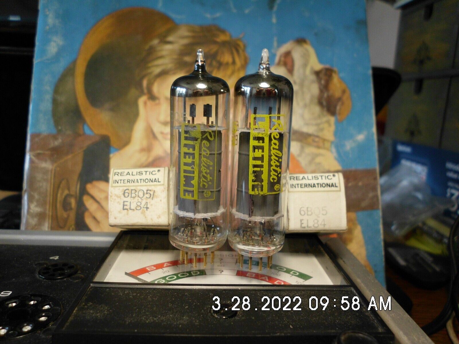 MATCHED DUO NOS REALISTIC GOLD PIN 6BQ5/EL84 VACUUM TUBES,TESTED,FREE USA SHIP