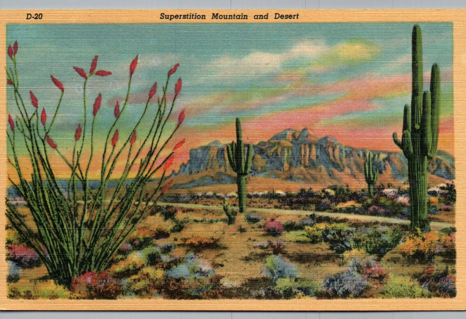 Arizona Vintage Postcard View of Superstition Mountain East of Mesa & Phoenix AZ