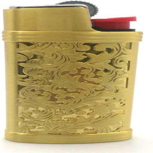 Vintage Metal Lighter Case Cover Holder for Mini BIC J5 Gold Color Quality