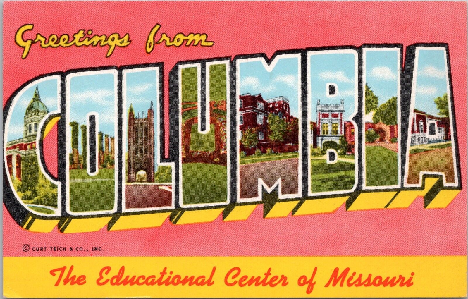 Large Letter Greetings from Columbia Missouri - 1955 Chrome Postcard - 5C220-N