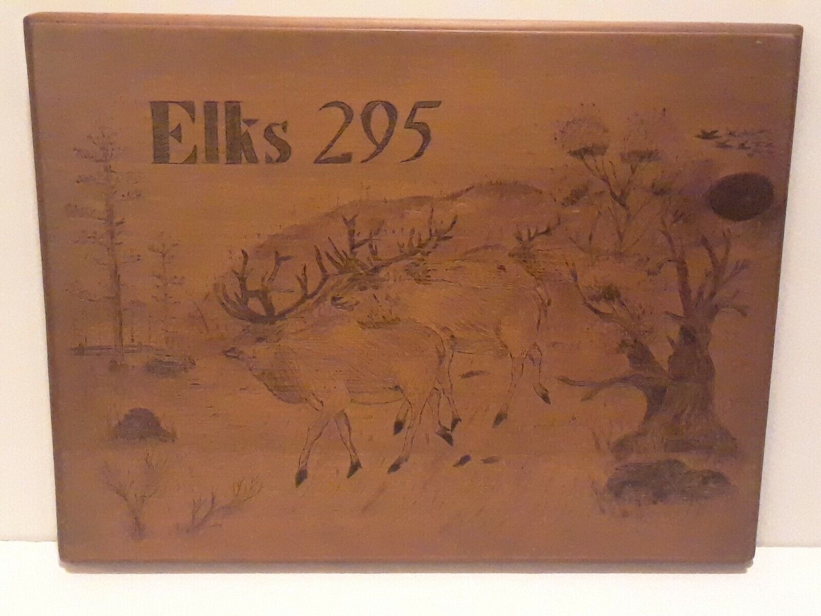 BPOE Elk\'s Lodge 295 Art Carved Wooden Elk Forest Warren Oh Historical Fraternal