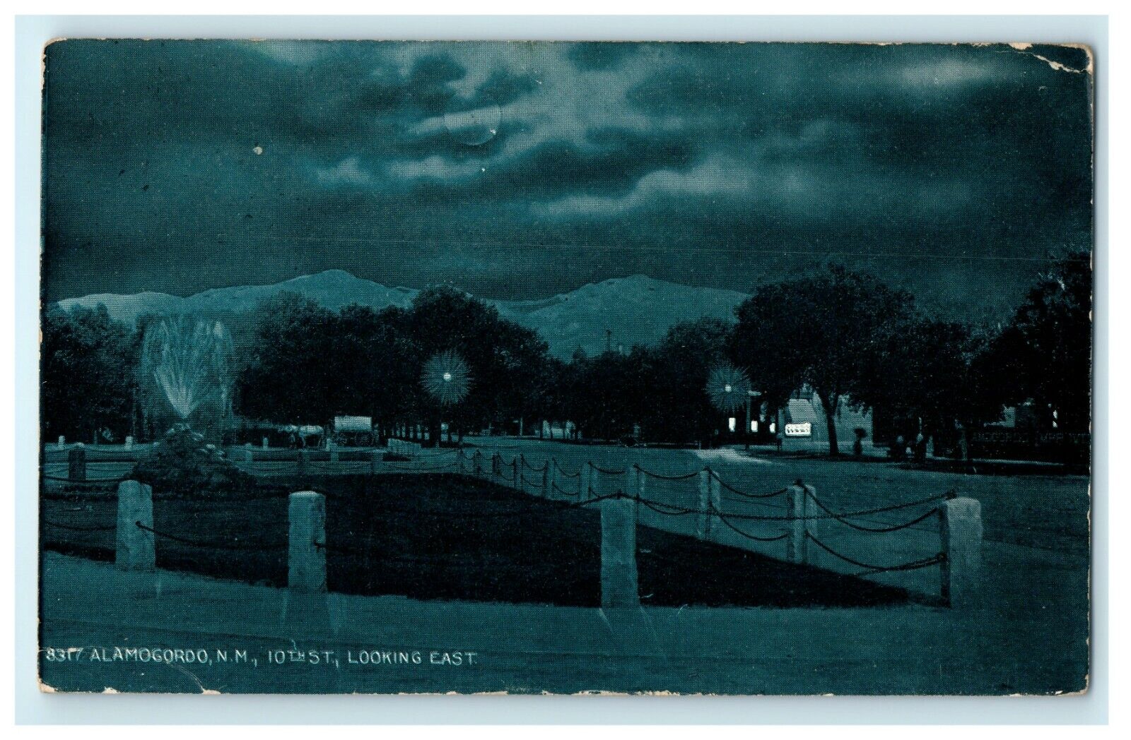 1908 Night at Alamogordo N.M 10th Street Looking East Antique Postcard