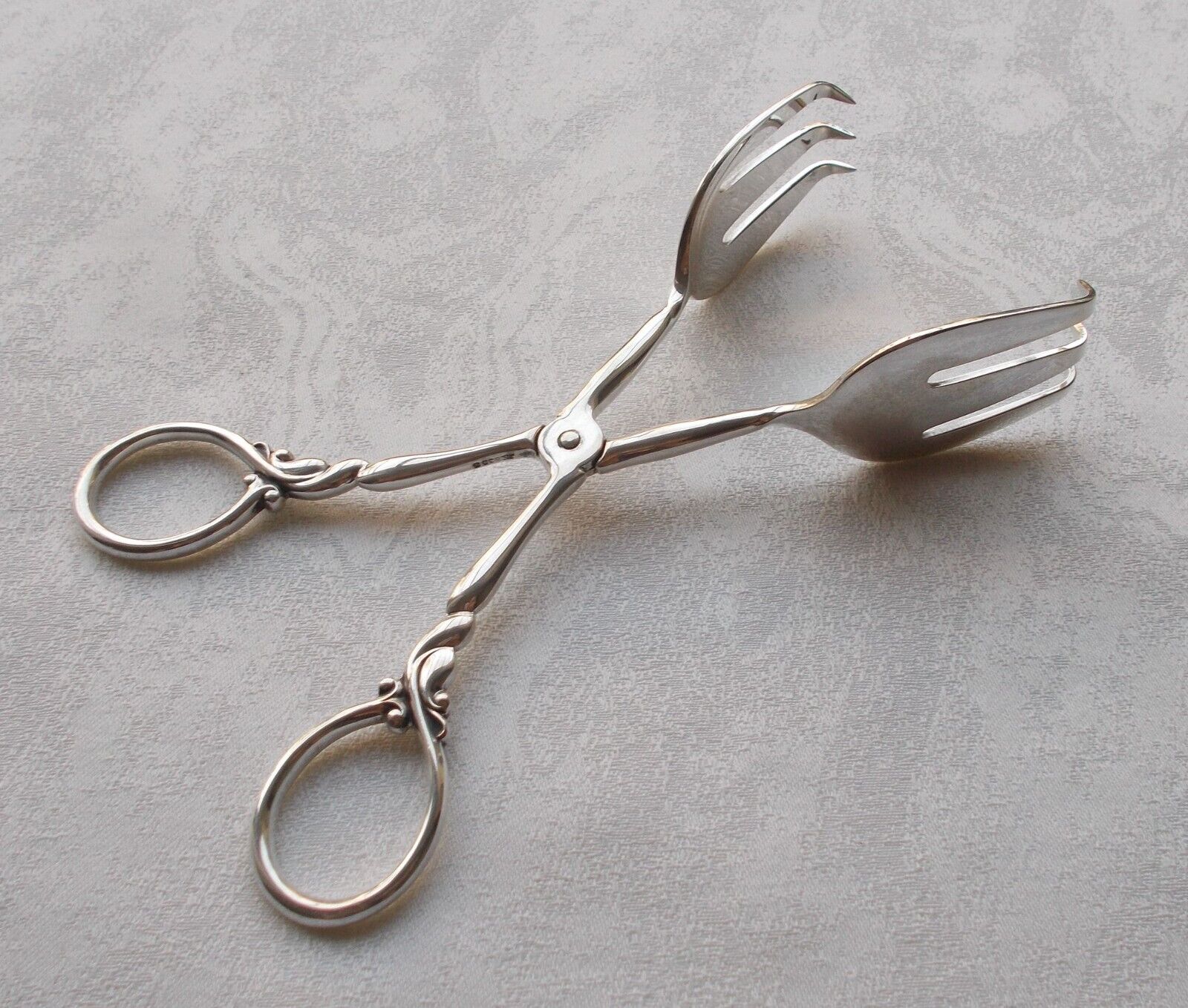 Rare Danish Design Big Pastry Tongs From 835er Silver From Wilkens & Pressure