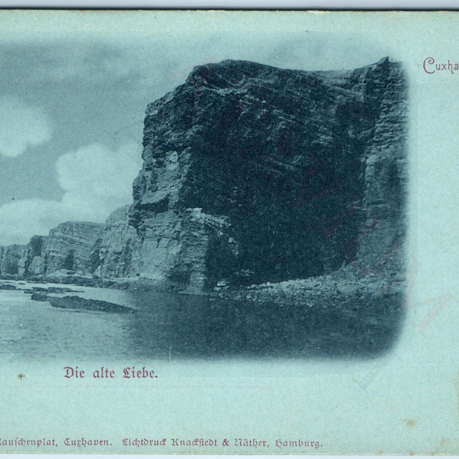 c1900s UDB Cuxhaven, Germany Cliff Blue Collotype Photo Ocean Unposted PC A192