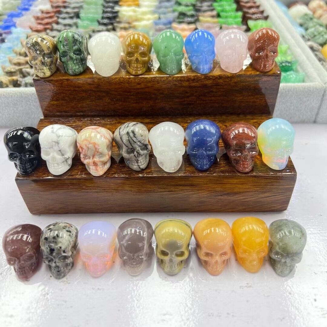 50pc Natural Mini Mix Quartz hand Carved skull crystal Reiki healing