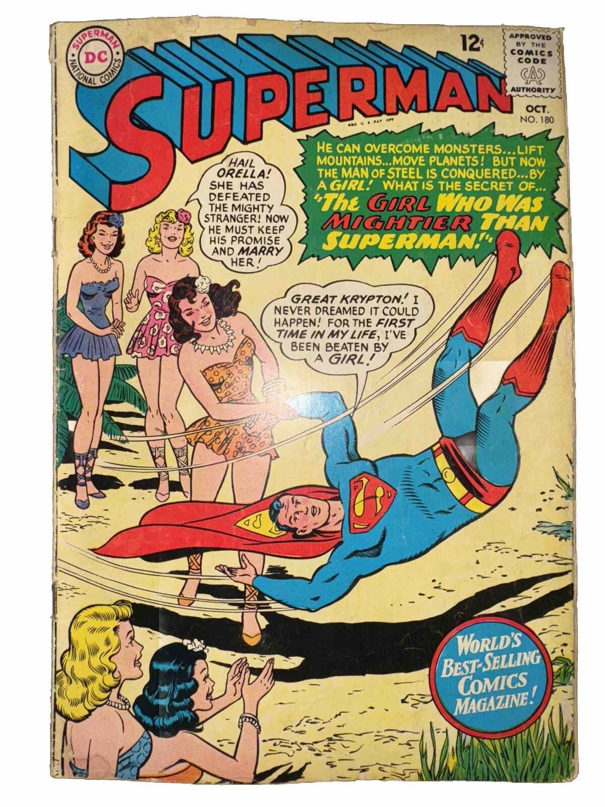 1965 #180 SUPERMAN SILVERAGE DC COMICS SUPER COLORS 12¢ OLD VINTAGE ORIGINAL