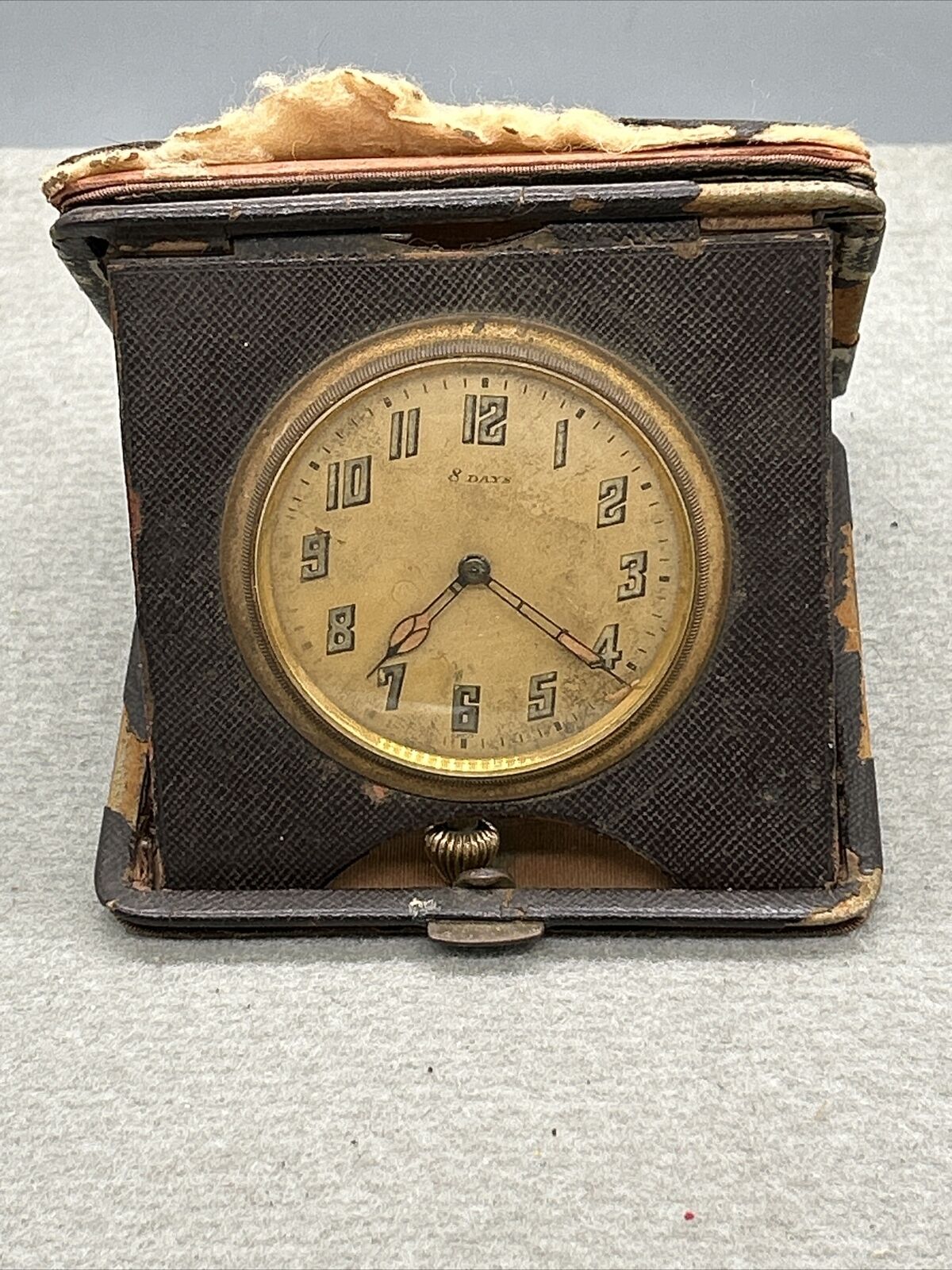 Octava Watch Co. Swiss 8-Day 15 Jewel Travel Clock, Leather Case, c. 1930’s