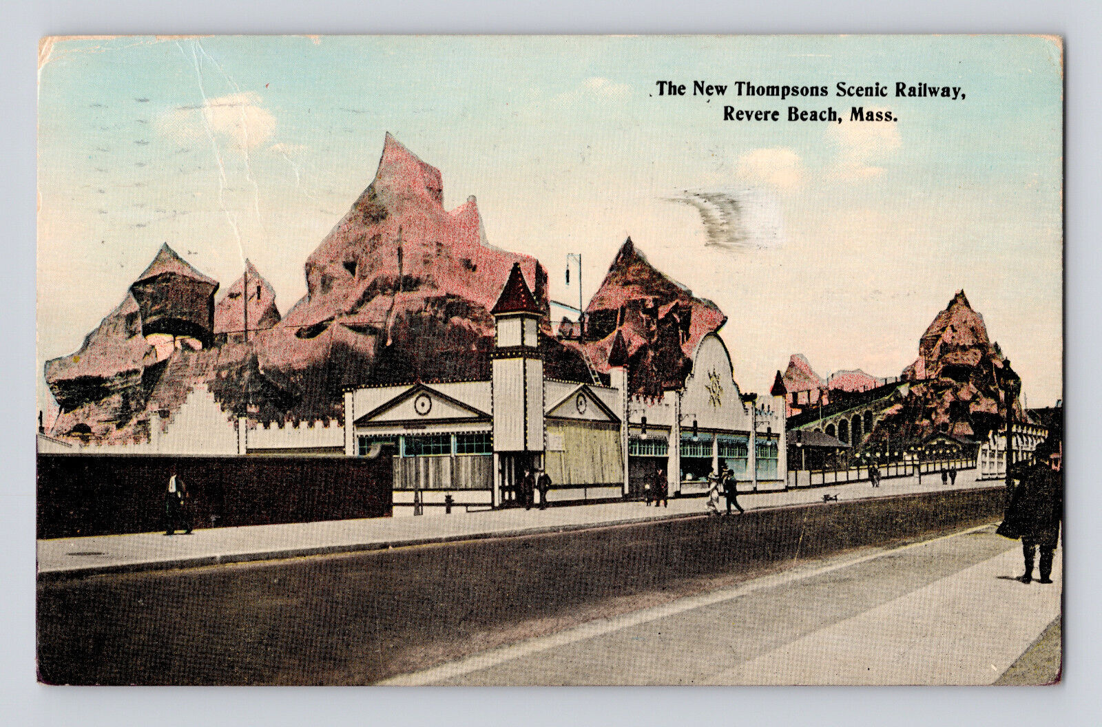 Postcard Massachusetts Revere Beach MA Scenic Railway New Thompson 1916 Posted