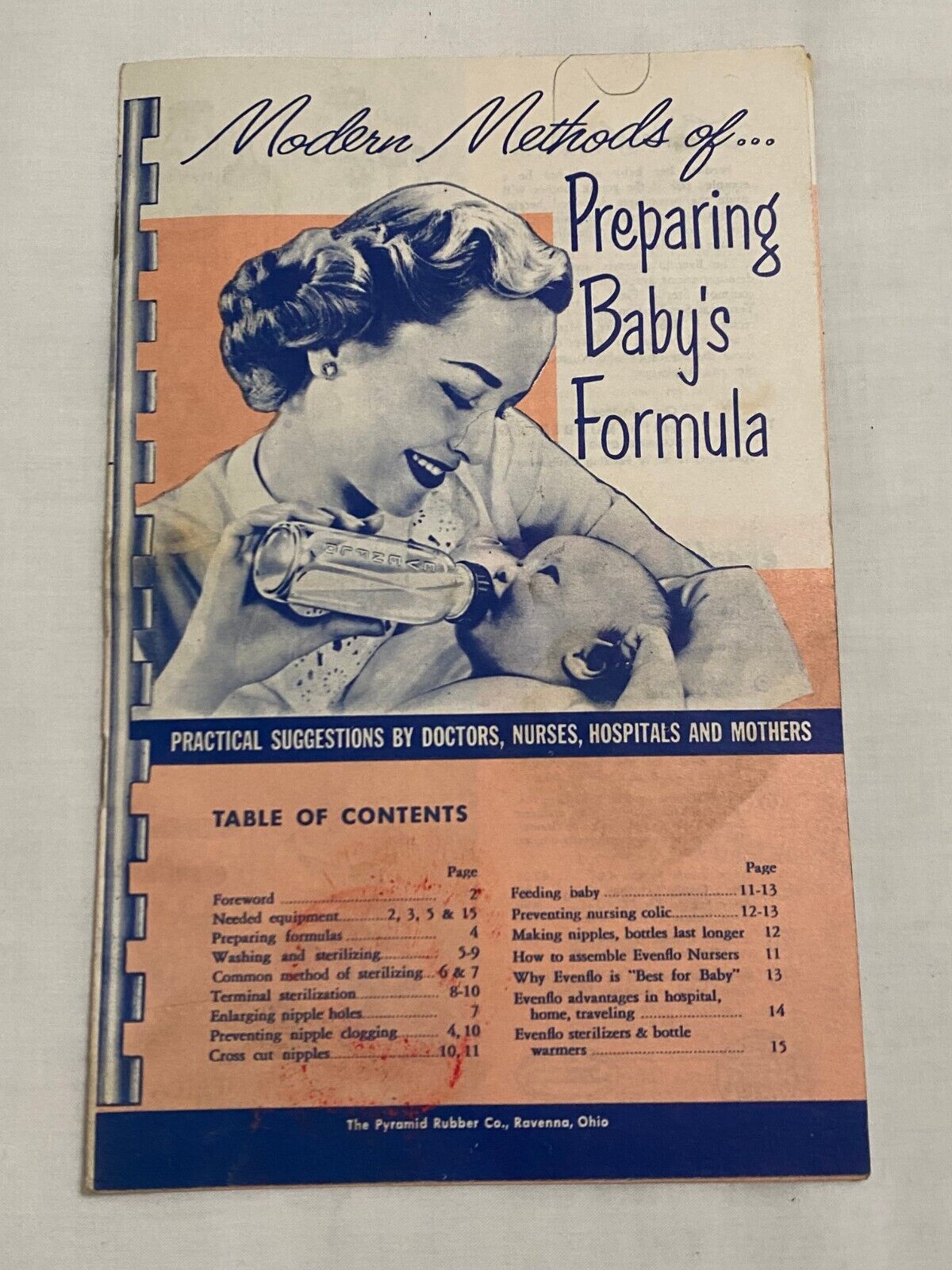 1957 PINK Pyramid Rubber Evenflo Modern Methods Preparing Baby Formula Pamphlet