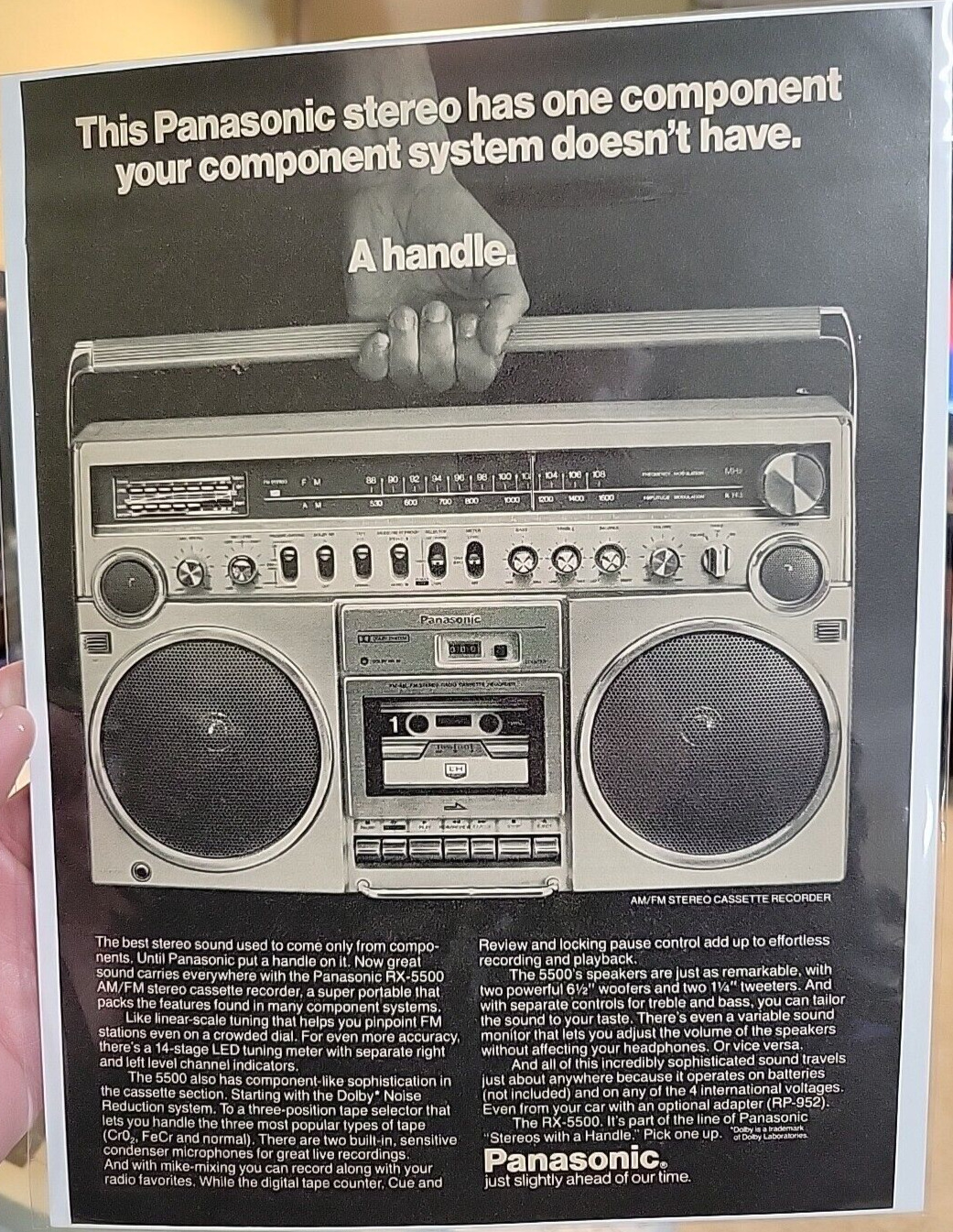 1979 Panasonic Boombox Stereo Magazine Print Ad - 8x11