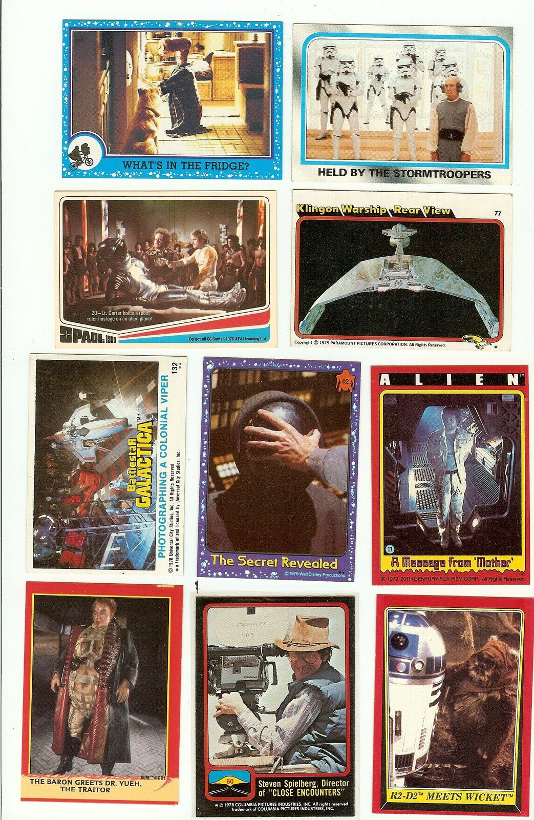 Finish your ET, Space 1999, Star Trek, Battlestar, ROTJ, Dune pick 5 cards 