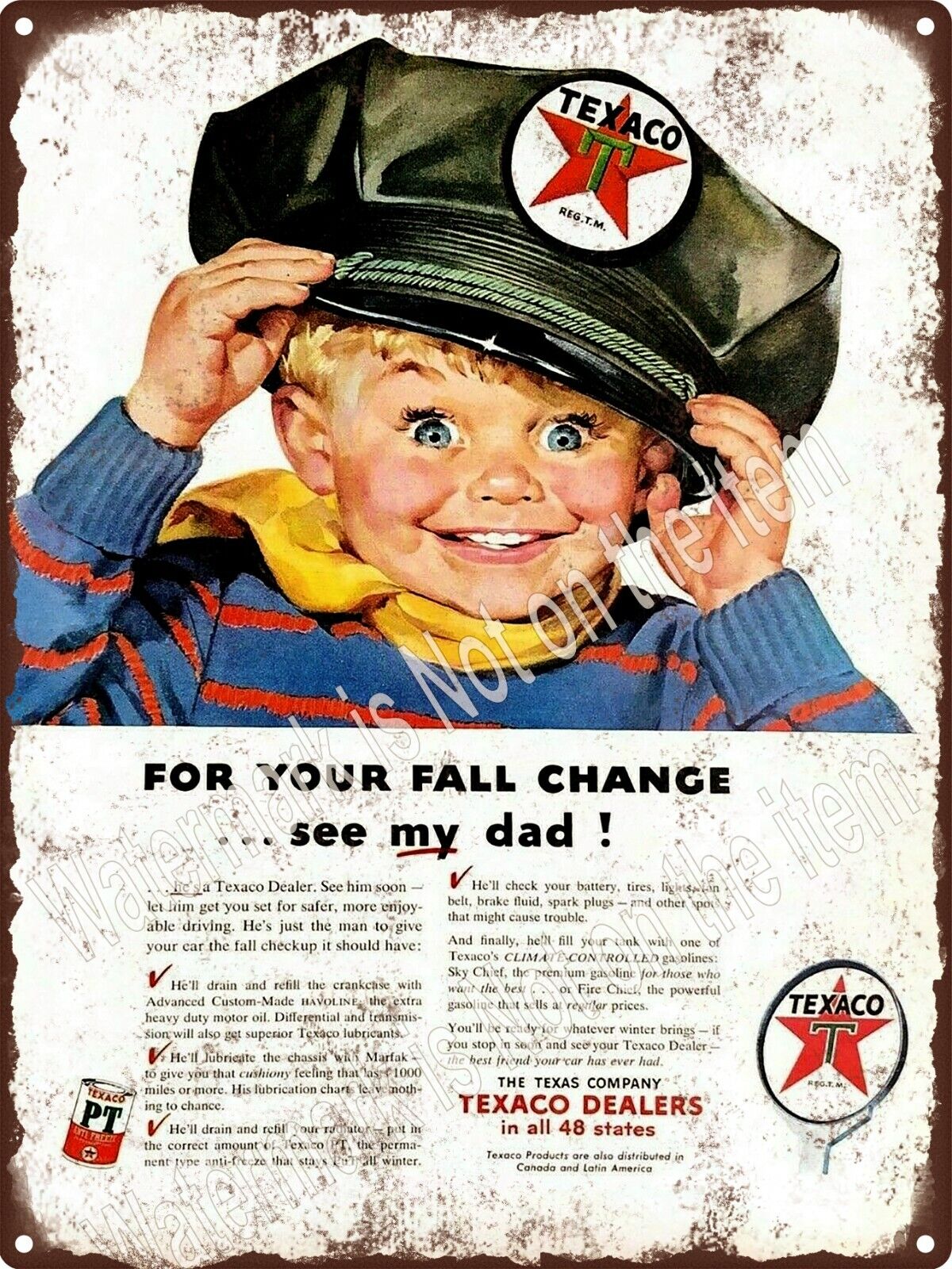 1953 Texaco Motor For Your Fall Change Dad Hat Cap Oil Gas Metal Sign 9x12 A568