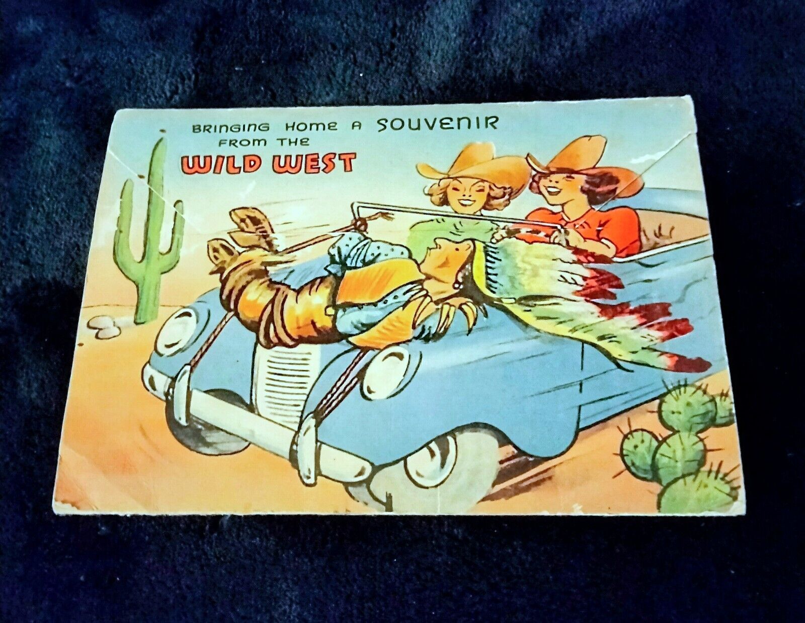 Vintage 1940\'s Wild West Souvenir Folder Postcard Double Sided Fold Out Pics