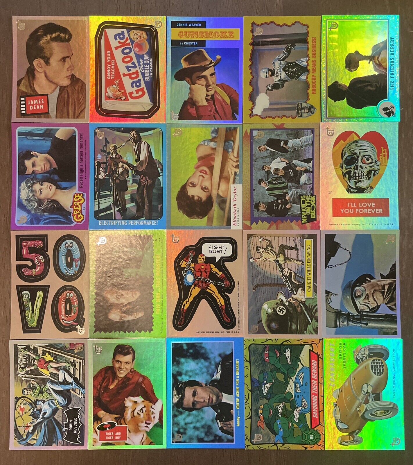 (20) 2013 Topps 75th Anniversary Rainbow Foil Card Lot James Dean Grease E.T. +