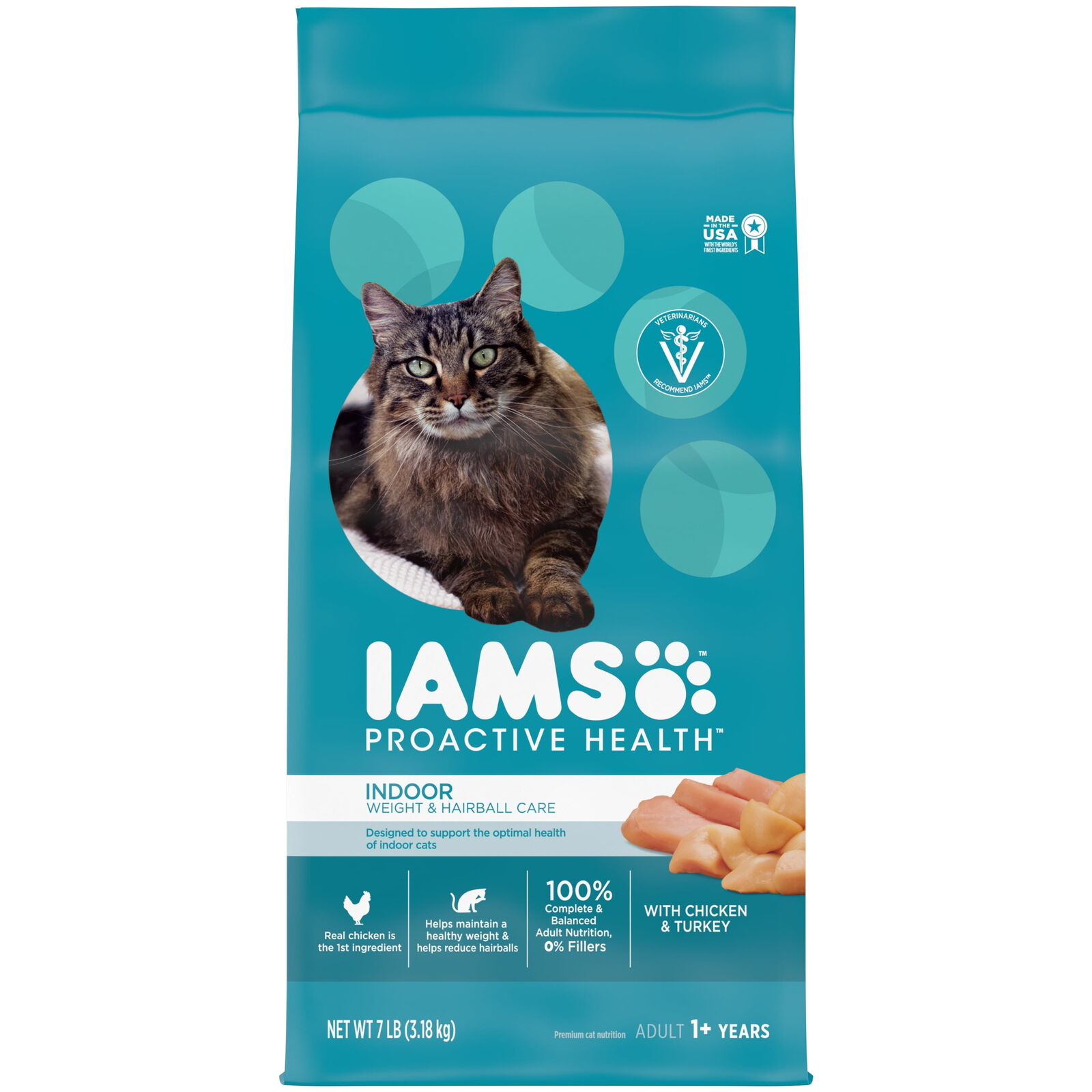 IAMS PROACTIVE HEALTH Adult Indoor Weight Control , Turkey Cat Kibble, 7 lb. Bag