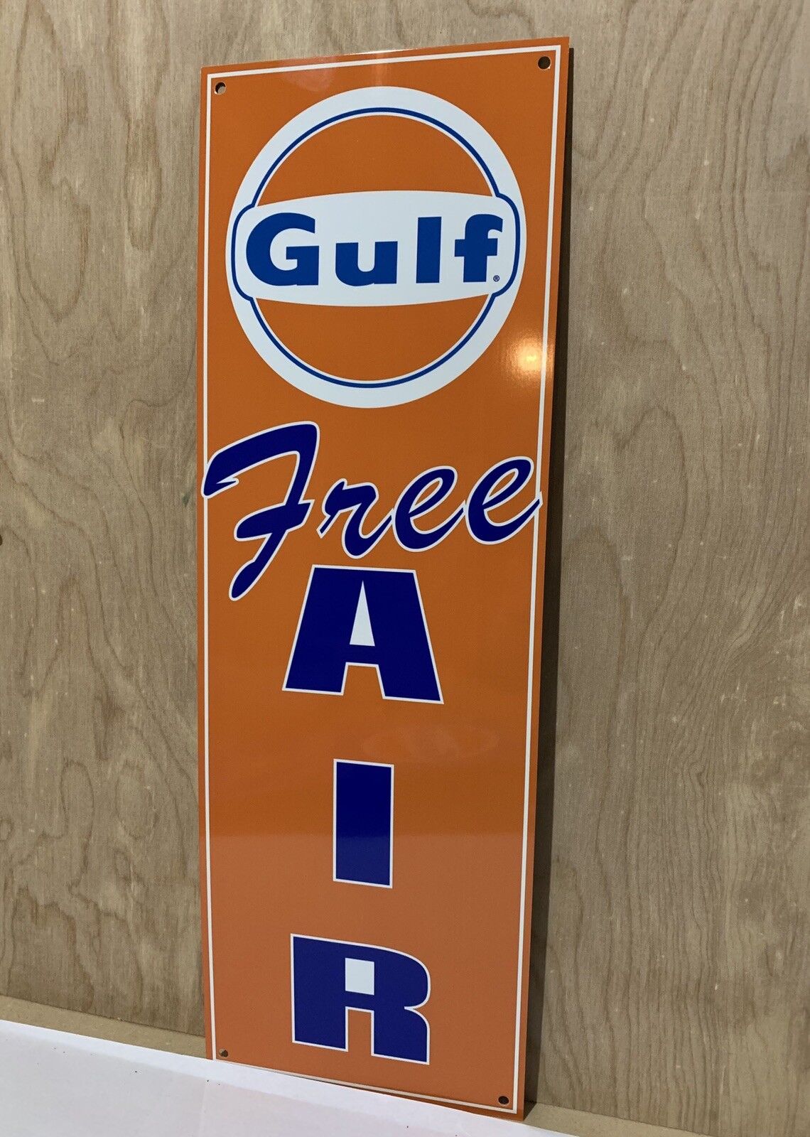 Gulf Free Air Metal  Gasoline Gas sign Pump Oil Gasoline Orange WOW