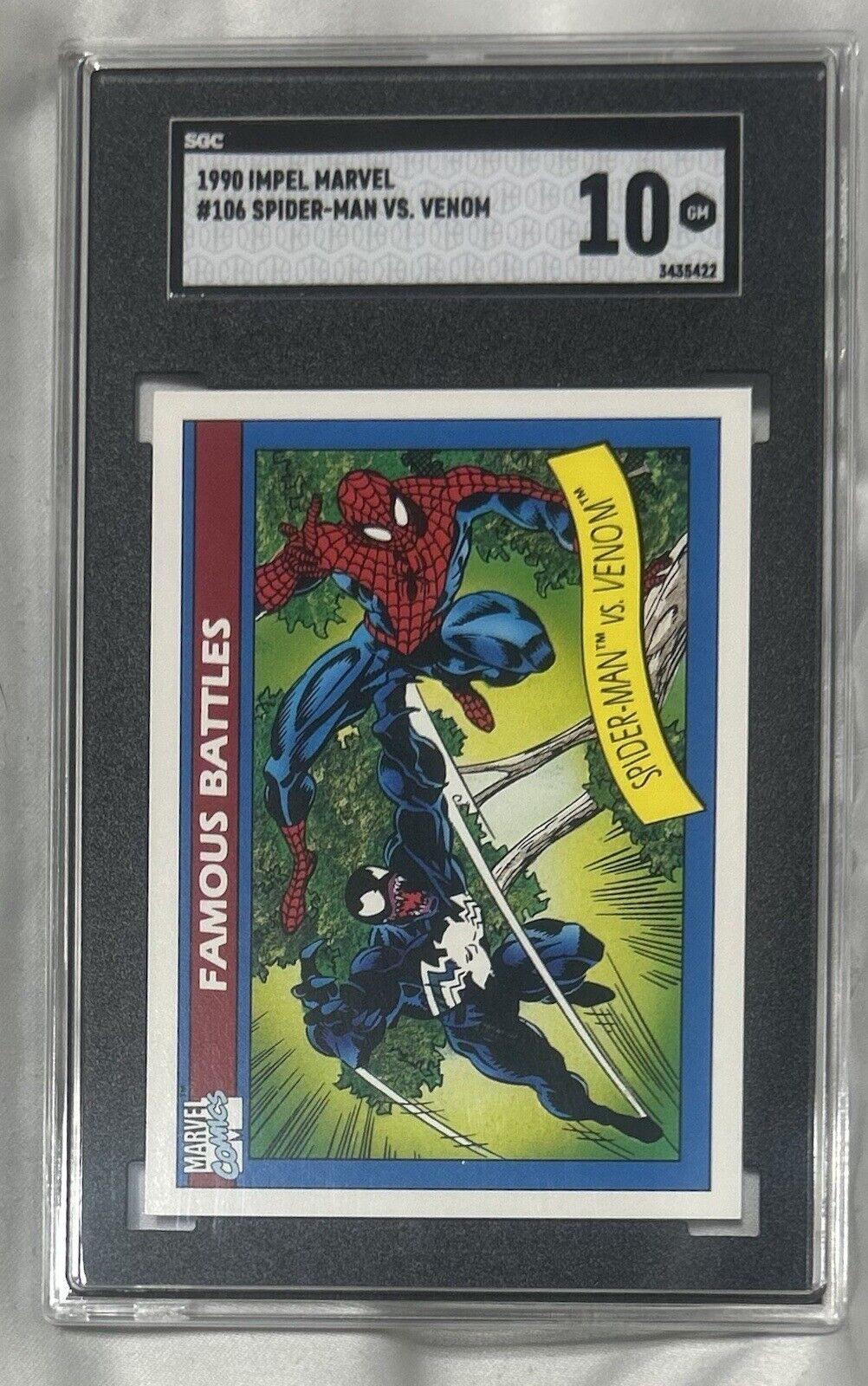 1990 Impel Marvel Universe Series 1 Trading Card spiderman vs venom #106 SGC 10