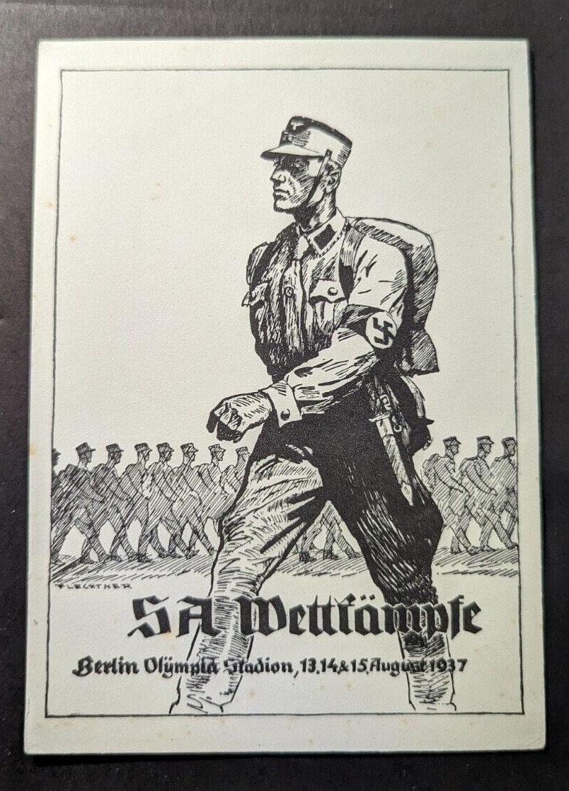 Mint 1937 Germany Postcard SA Wettfample Berlin Olympics