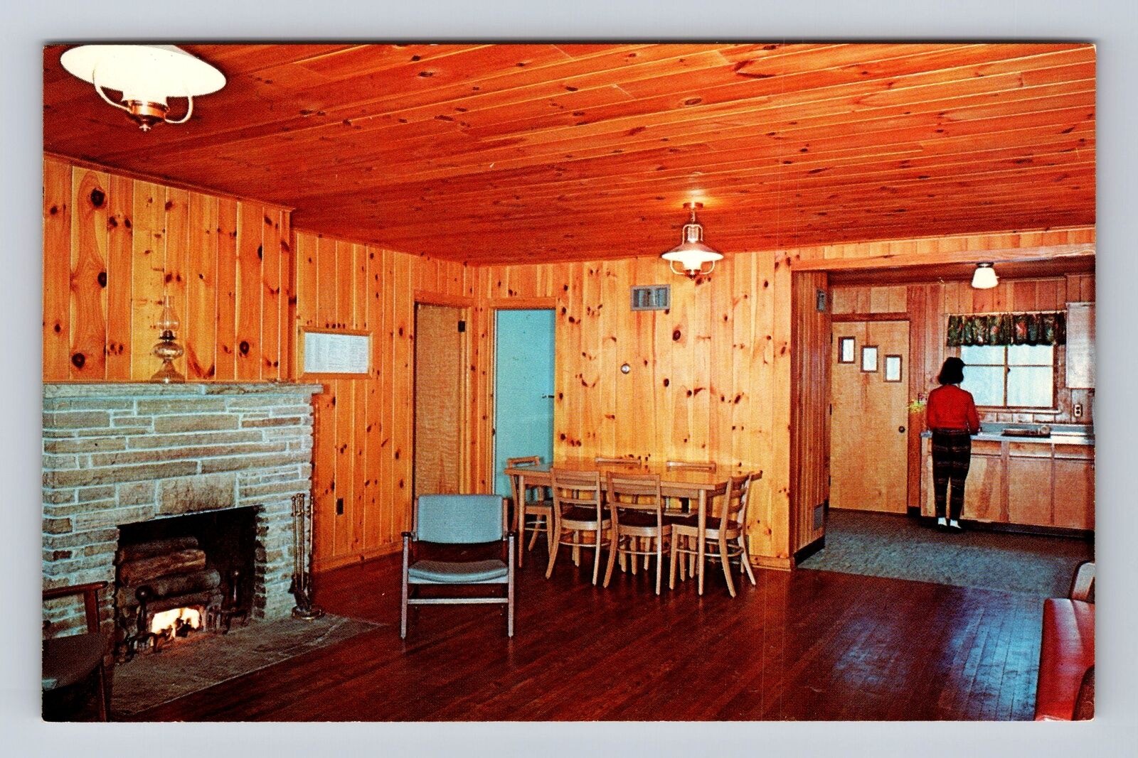 Mathias WV-West Virginia, Cabin Interior, Antique, Vintage Souvenir Postcard