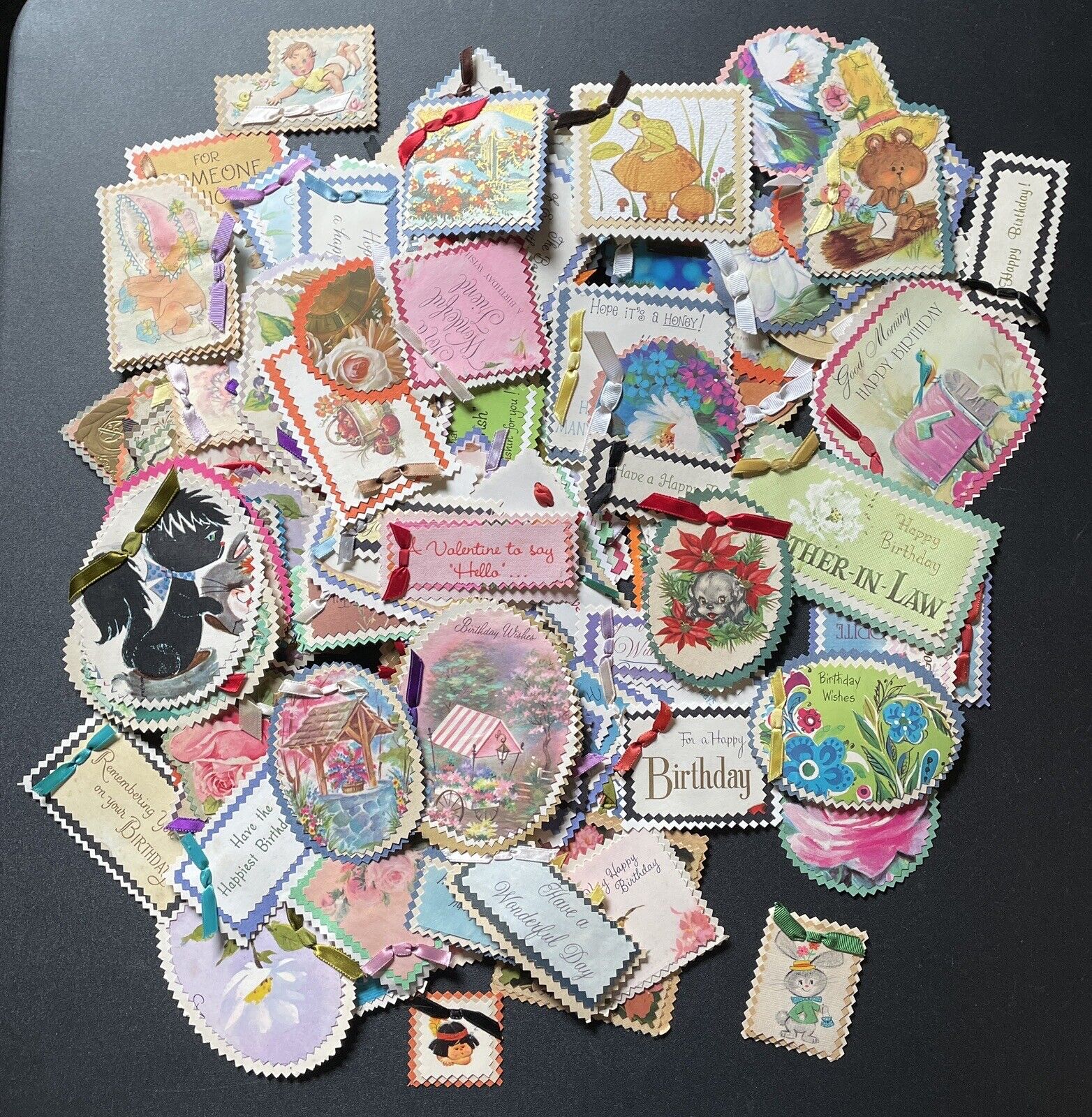 Huge Lot of 144 Vintage Upcycled Craft Greeting Card Gift Tags Notes Handmade