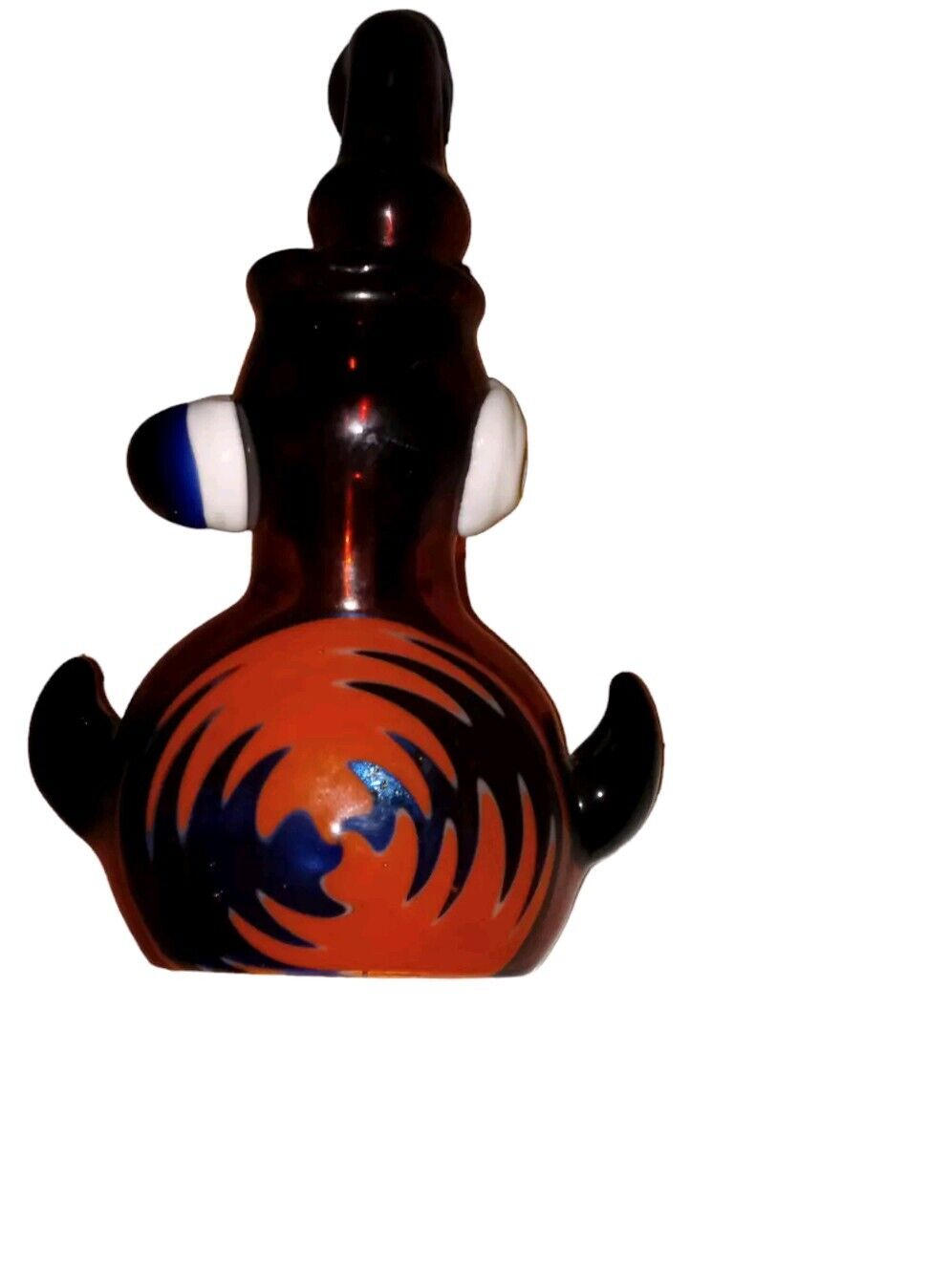 wigwag glass bubbler pipe with a blue marble on the right side