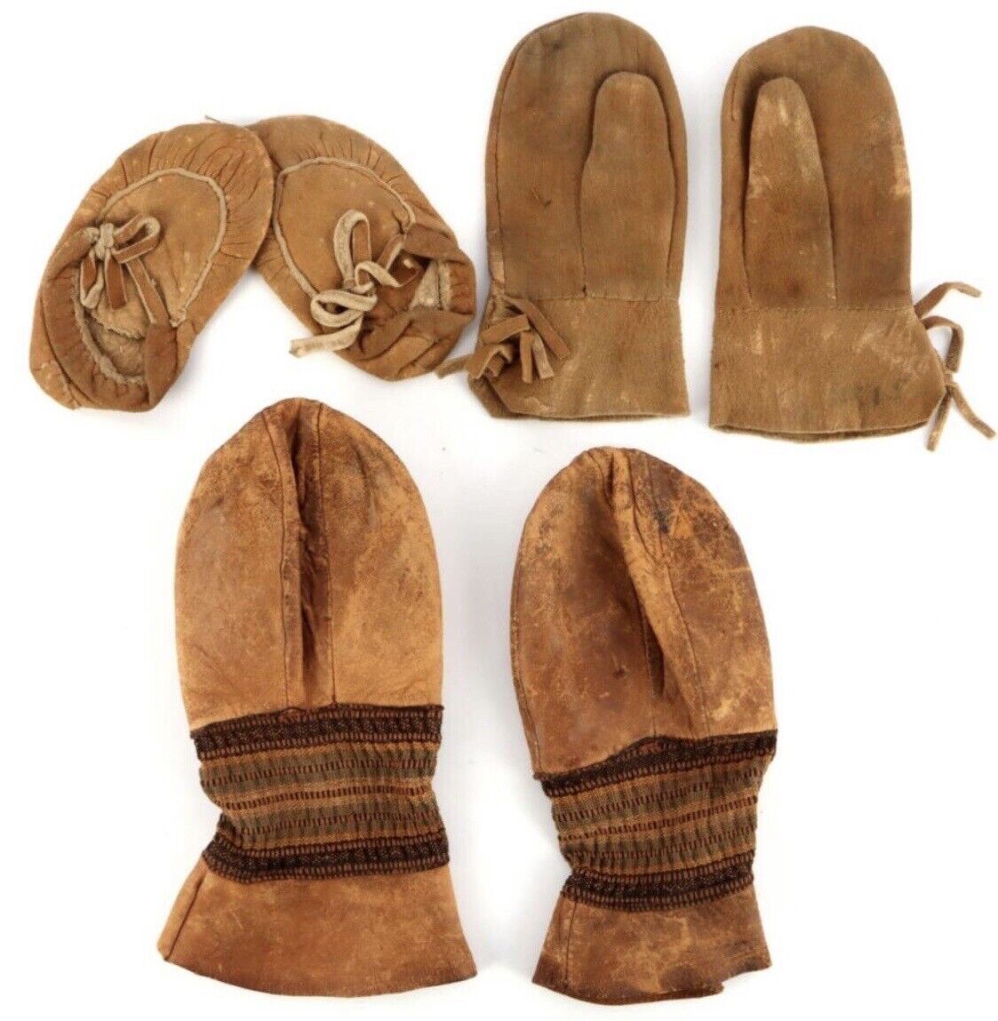 Original 1800’s Native American Plains Indian Child Moccasins And Mittens