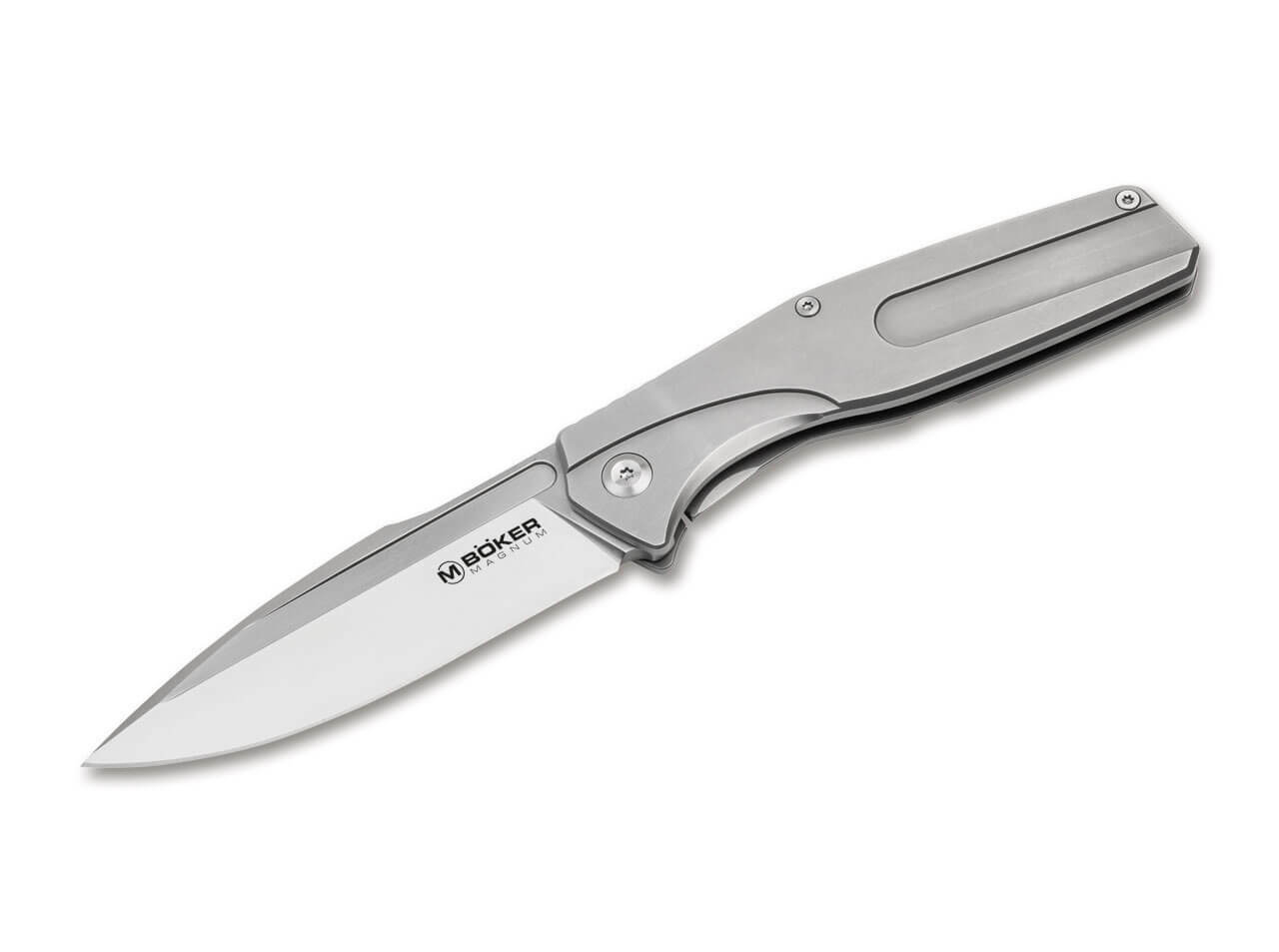 Boker The Milled One Folding Knife Silver Stainless Steel Handle Plain 01SC083