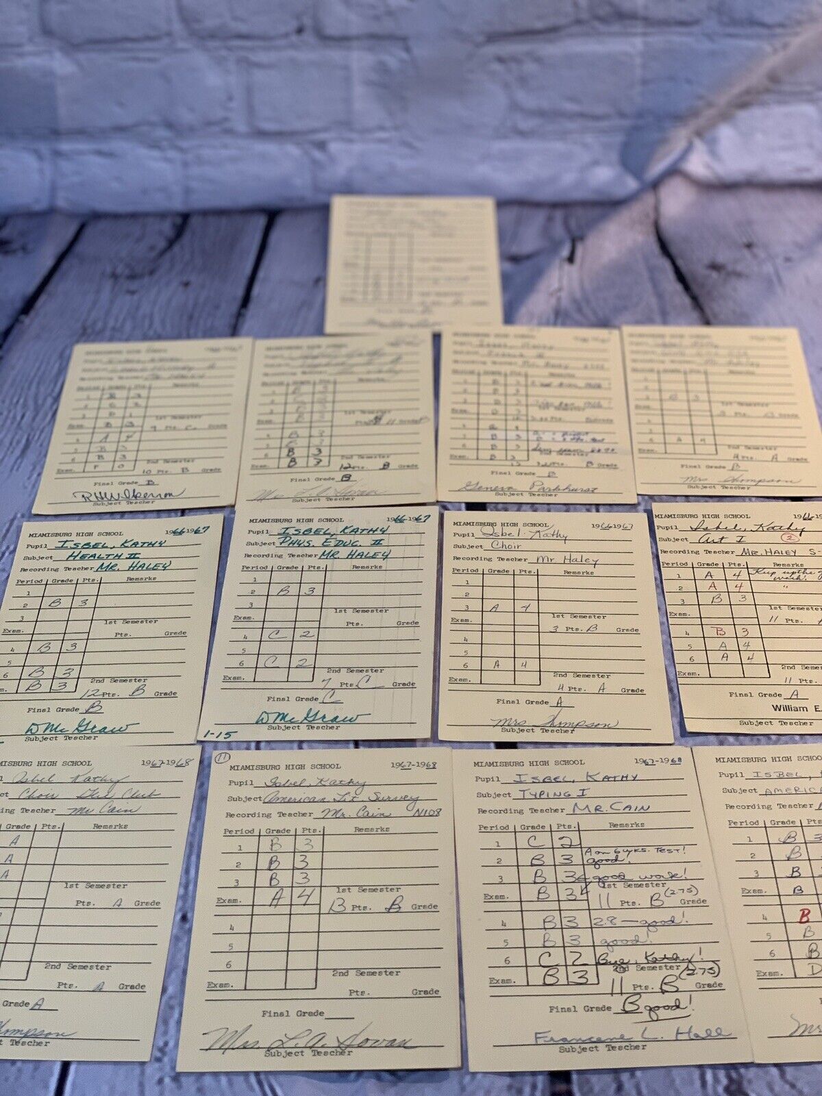 Lot of 14 VINTAGE report cards Miamisburg, Ohio 1960’s High School 1966-1968