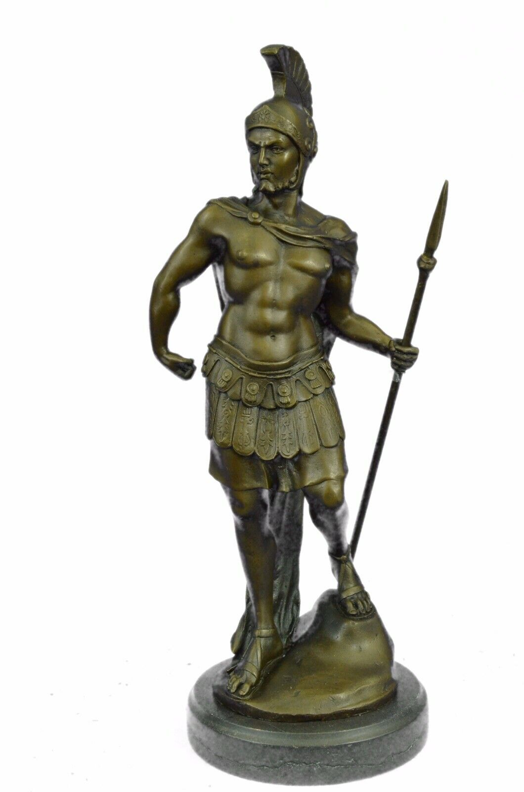 Bronze Marble Statue Roman Military Warrior War Sparton Art Deco Sculpture Piece