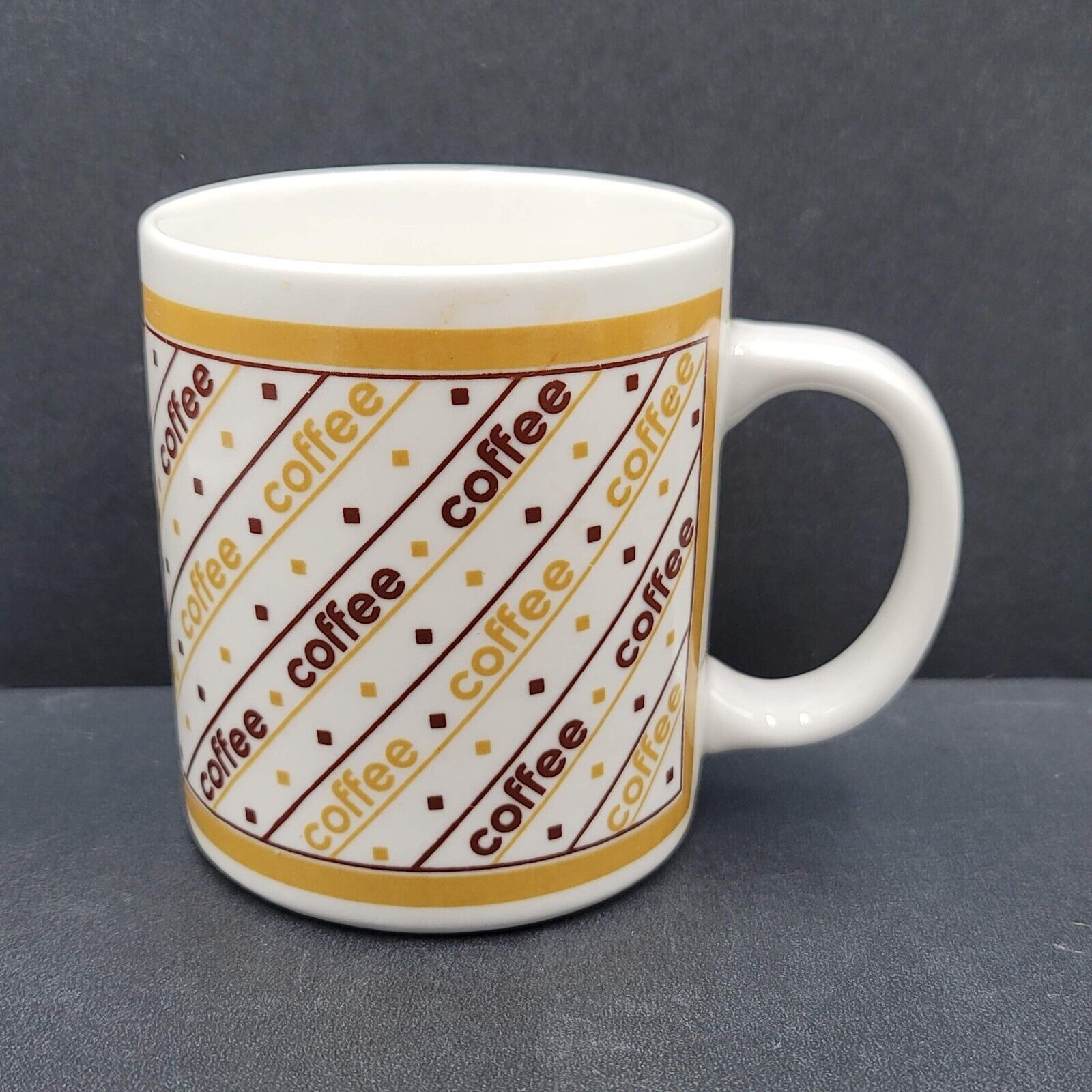 Finest Ceramics 70s Vintage Coffee Mug Diagonal Striped All Over Print